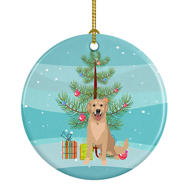 Ornement de Noël en céramique Golden Retriever fauve # 3, Golden Retriever Fawn #3