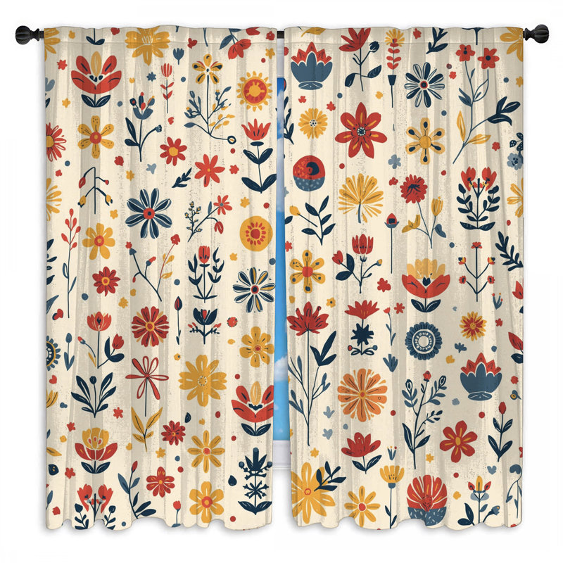 Rideaux à motif floral et botanique à motif floral et obscurcissant - 2 panneaux, 20 po x 80 po - 2 panneaux, Transparent