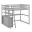 Lit mezzanine double avec bureau et tablettes, deux tiroirs intégrés