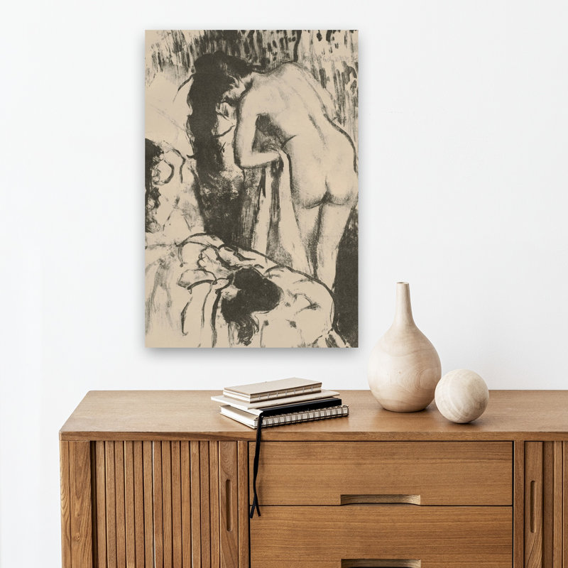Femme nue debout, s'essuyant, vers 1891-1892. Estampe d'art mural abstraite contemporaine., H 18 po x l 12 po