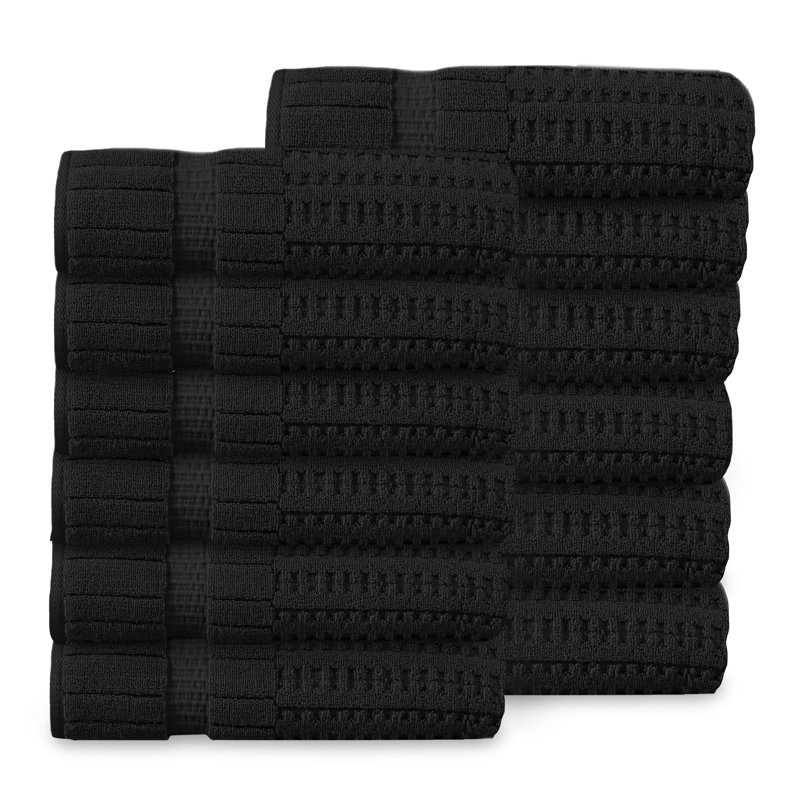 Ensemble de serviettes 12 pièces Willow - 100% coton peigné, qualité supérieure 630 g / m², noir, ultra doux et très absorbant (12 serviettes de bain)