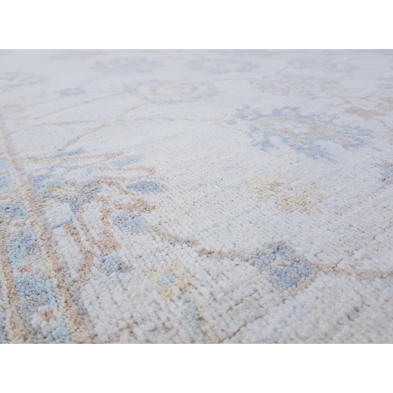 Tapis unique ivoire / bleu / orange 3 pi 10 po x 6 pi Sultanabad