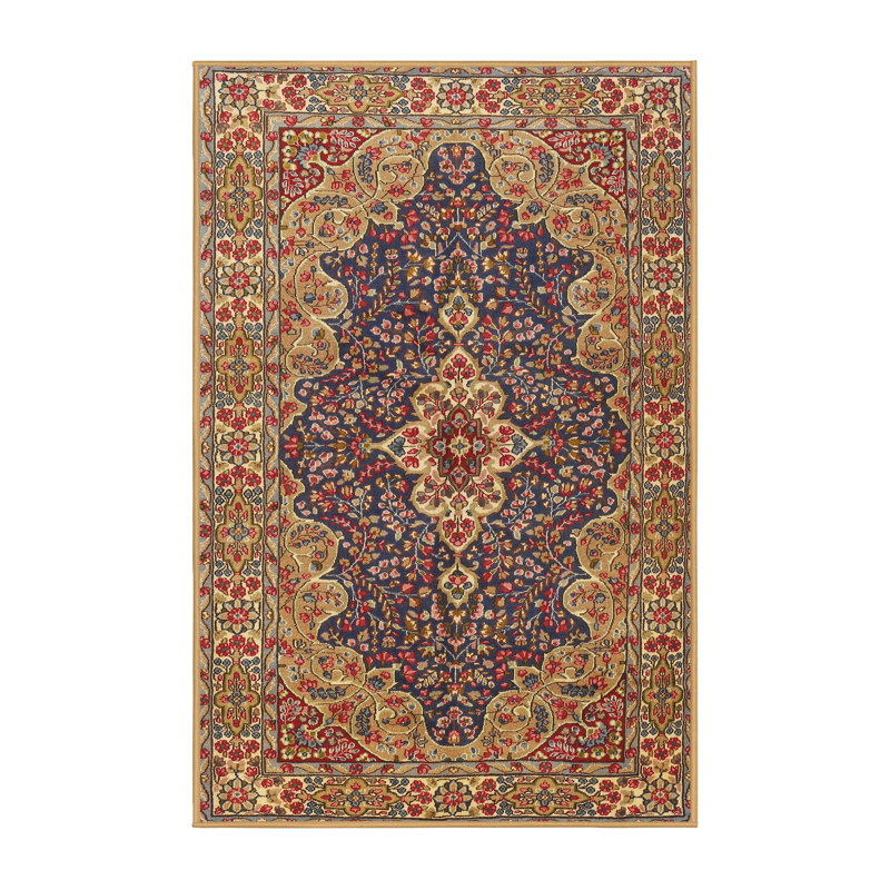 Tapis vert de style oriental, Rectangle 5 pi x 7 pi