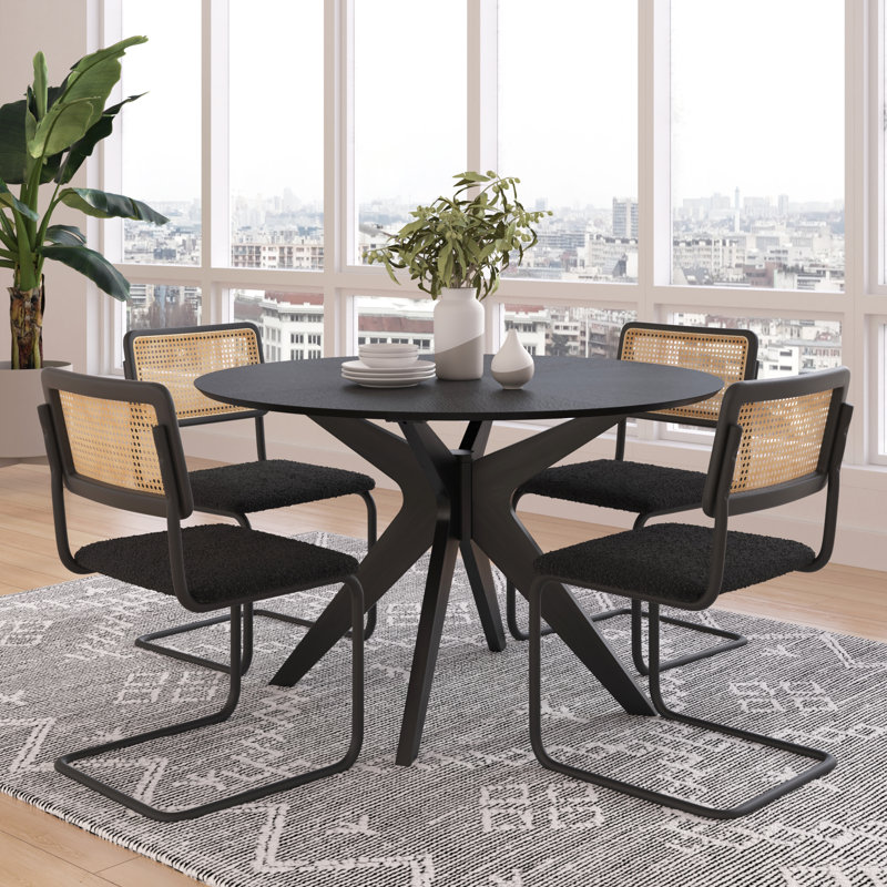 Walsh Boucle Side Chair, Black, Black