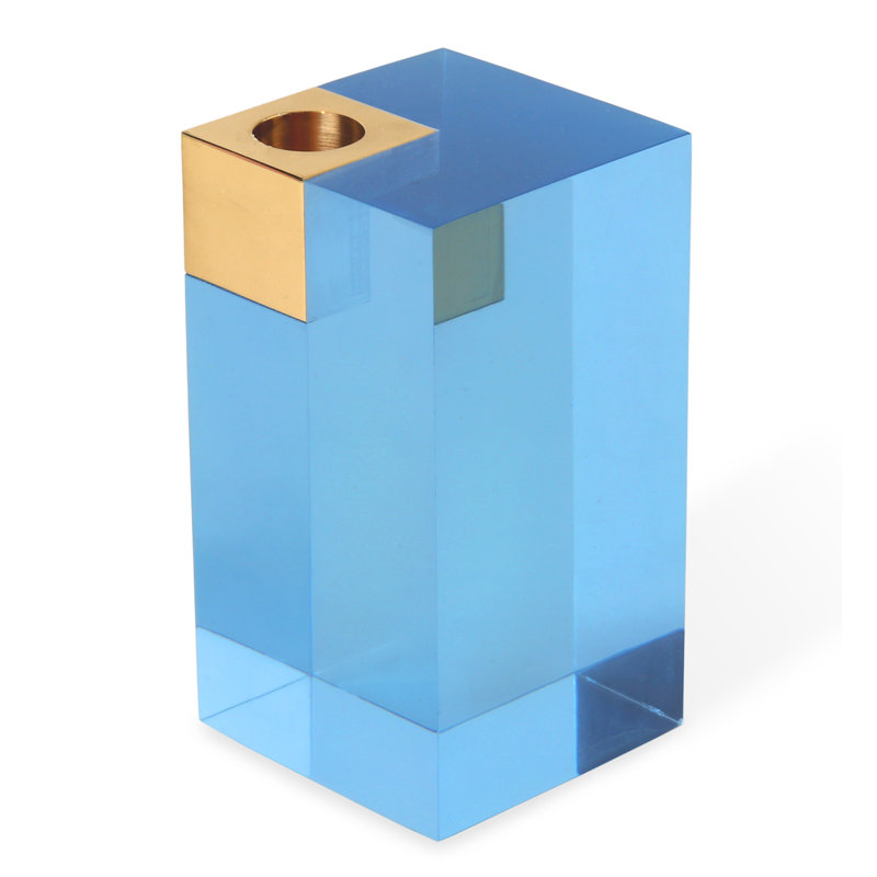 Monte Carlo Candle Holder, 5.5" H x 3" W x 3" D, Blue