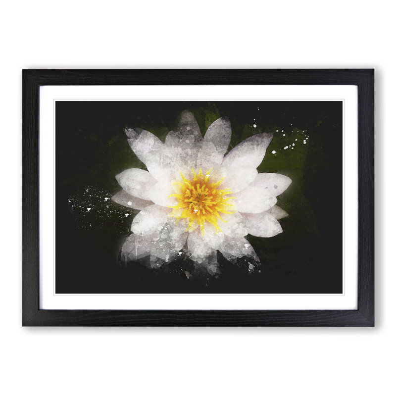 White Lily Flower - Picture Frame Graphic Art, Black Framed, 48cm H x 65cm W x 2cm D