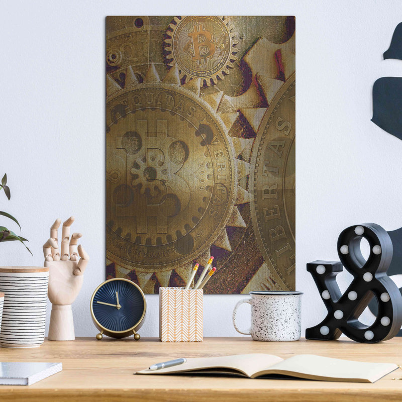 «Grunge Bitcoin Five» par Steve Hunziker OOB, H 16 po x l 12 po