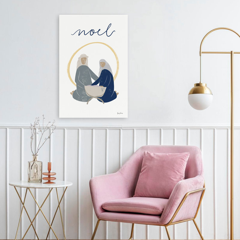 Crèche de la Nativité II avec art bleu marine - bébé bébé Jésus, H 24 po x l 16 po