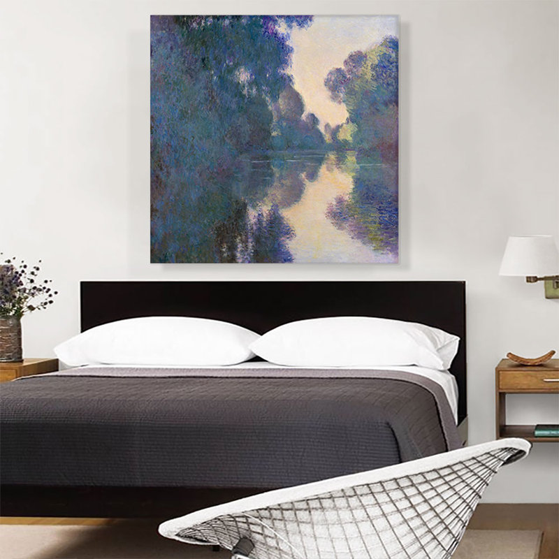 "Morning on the seine près de Giverny" par Claude Monet, reproduction d'art sur toile tendue, H 36 po x l 36 po x P 0,75 po