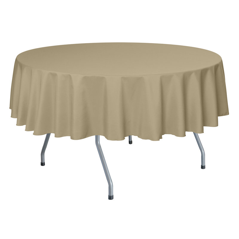 Ultimate Textile - Round Polyester Linen Tablecloth, 84" x 84", 1, Camel