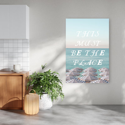 This Place Beach Umbrellas Peaceful Serene Tranquil Coastal Wall Art Print 1 Piece Wrapped Canvas Wall Art