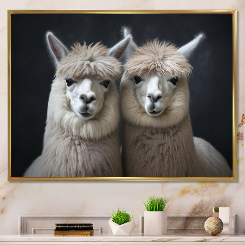 Deux Alcapas gracieux gardiens IV sur toile, H 34 po x l 44 po x P 1,5 po, Cadre flottant doré