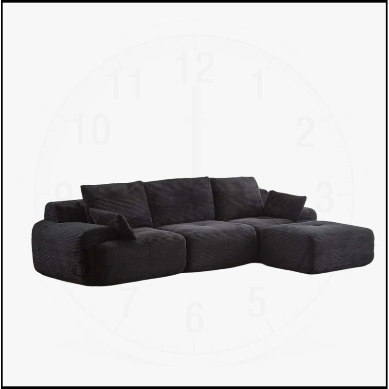 Modern Memory Foam Compressed Sofa, Large Sectional Couches for Living Room, Pet-Friendly Cloud Modular Sectional, Corduroy Fabric, Extra Deep Loveseat, No Assembly Required