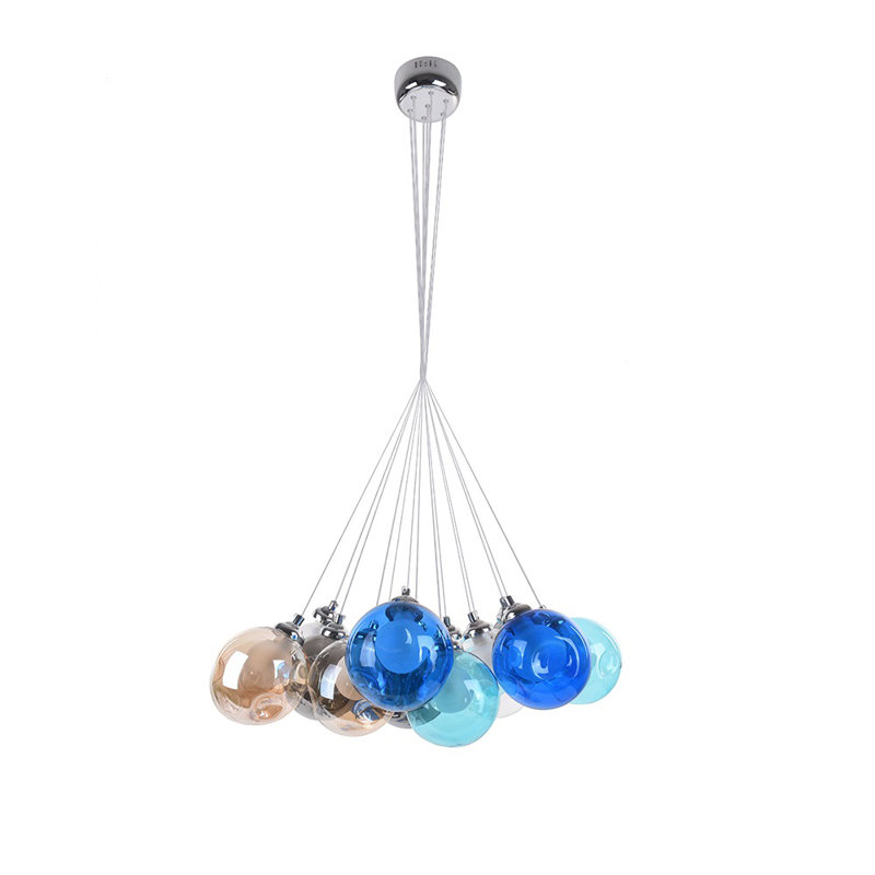 Spoffo Modern Colorful 19-Light Bubble Glass Chandelier Cluster Pendant