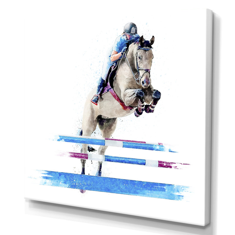 Reproduction d'art sur toile Jockey, H 16 po x l 16 po x P 1 po, Toile tendue
