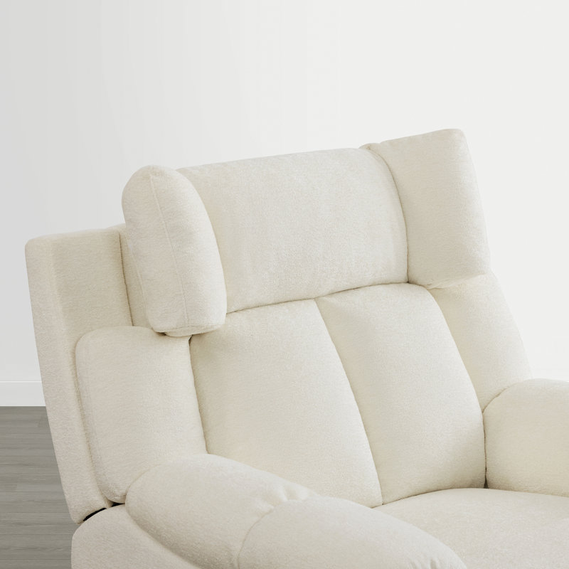 Bluetooth Speakers Dual-motor Lay-flat Power Recliner with Power Lumbar Support, Cream