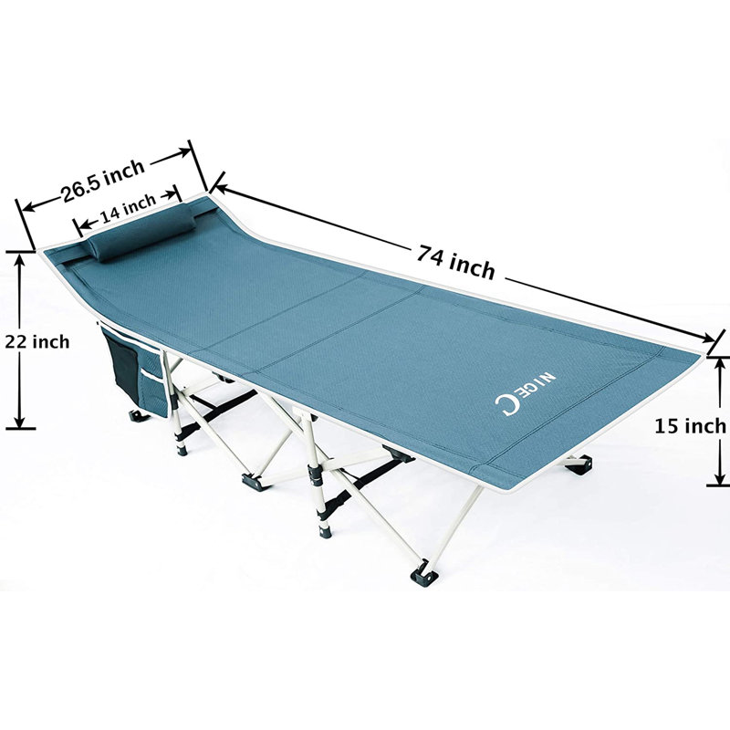 MUKE Extra Wide Folding Camping Cots for Adults – Holds 500 lbs, w/ Pillow, Bag & Pocket (Set of 2, Grey), Gray