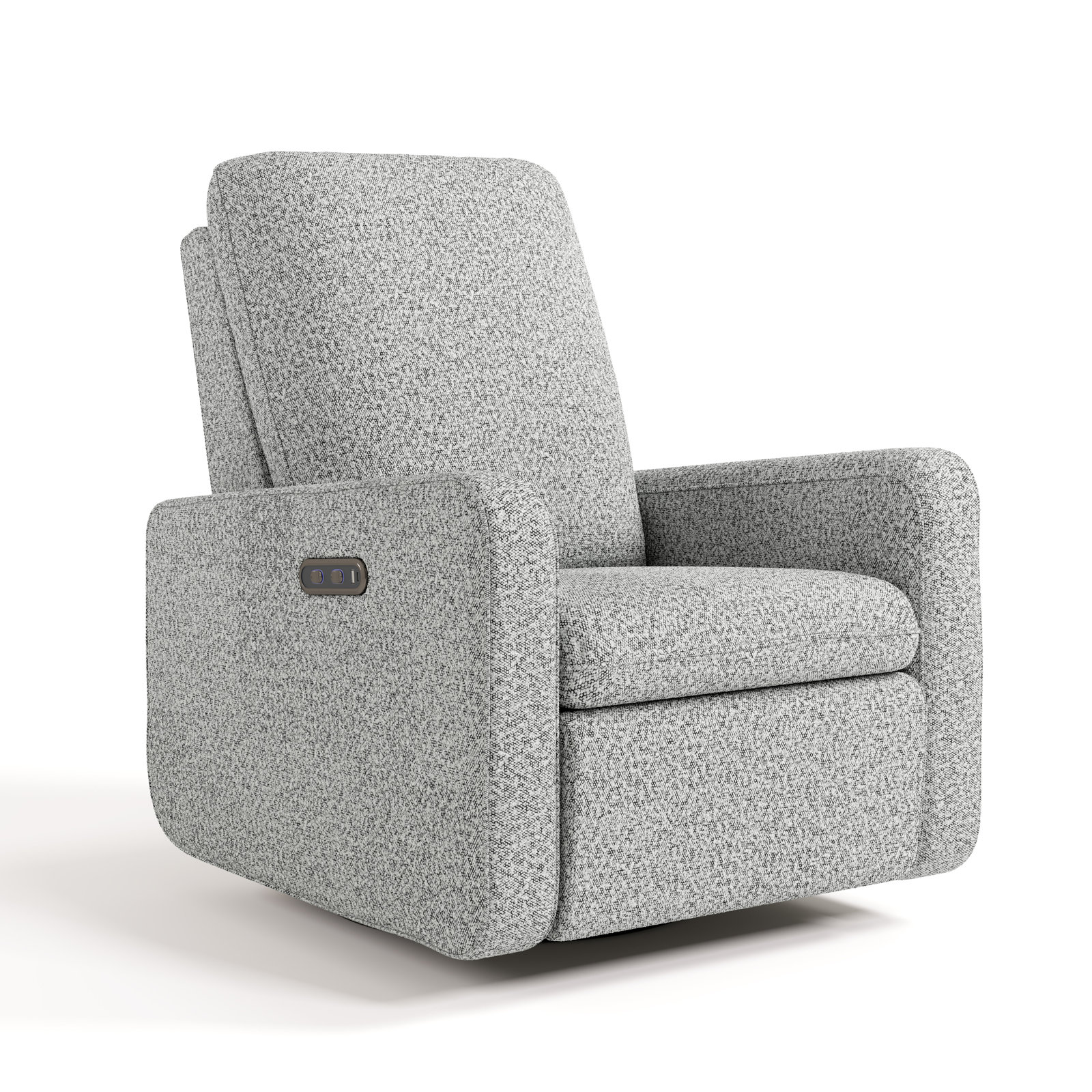 Teddi Swivel Nursery Chair, Salt Pepper Boucle