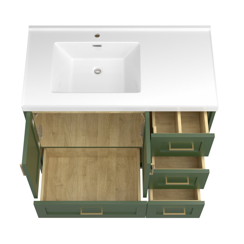 Ensemble de meuble-lavabo autoportant 42 po, Vert, Or