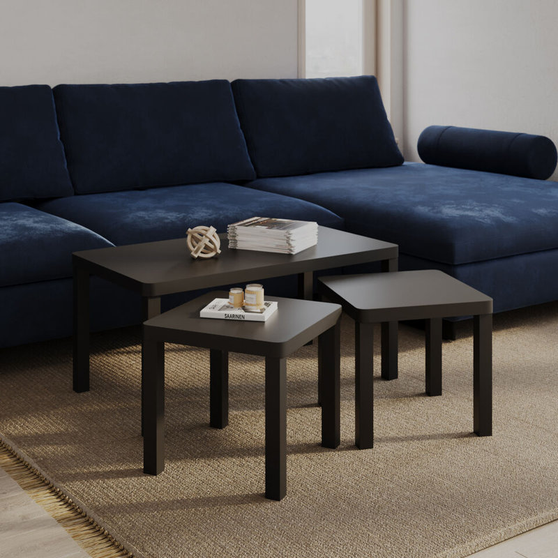 3 - Piece Living Room Table Set, Black