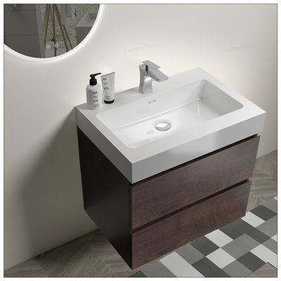 24 inch Floating Bathroom Vanity with Sink Without Drain and Faucet