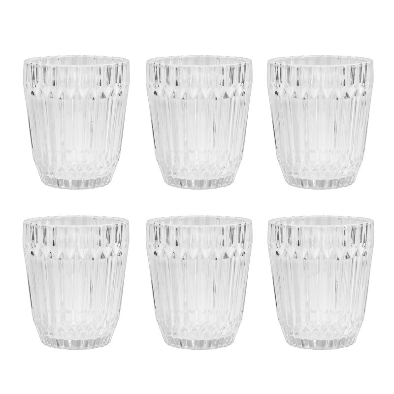 Fortessa Archie Glass, 12.5 Ounce Double Old Fashioned (Set of 6), Pink, Clear