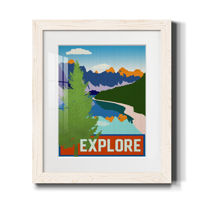 Explore - impression d'art graphique, Papier encadré blanc, H 20 po x l 17 po x P 1 po, Blanc