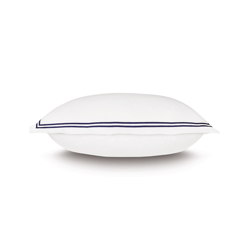 Enzo 100% Cotton Pillow Sham, White/Navy, Queen
