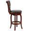 Tabouret de bar en bois de 30 po de hauteur avec dossier capitonné et siège pivotant LeatherSoft Achilles-24678111-45047032