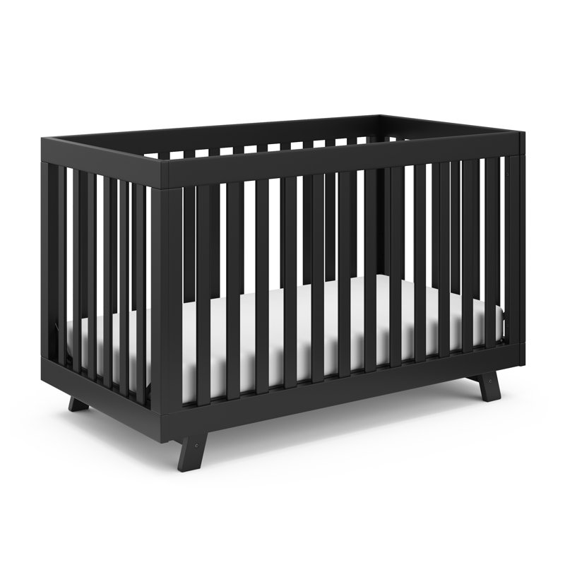 Lit de bébé convertible 3-en-1 Beckett, Noir, Lit à barreaux
