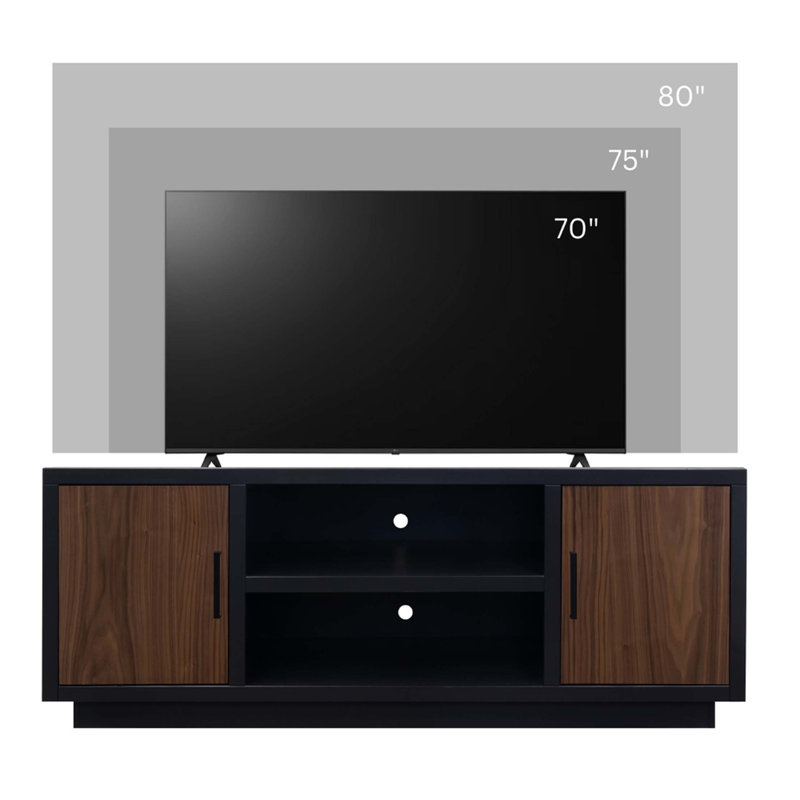 Meuble télé Aria pour téléviseur de 80 po ou moins, sans assemblage, fini noir et noyer
