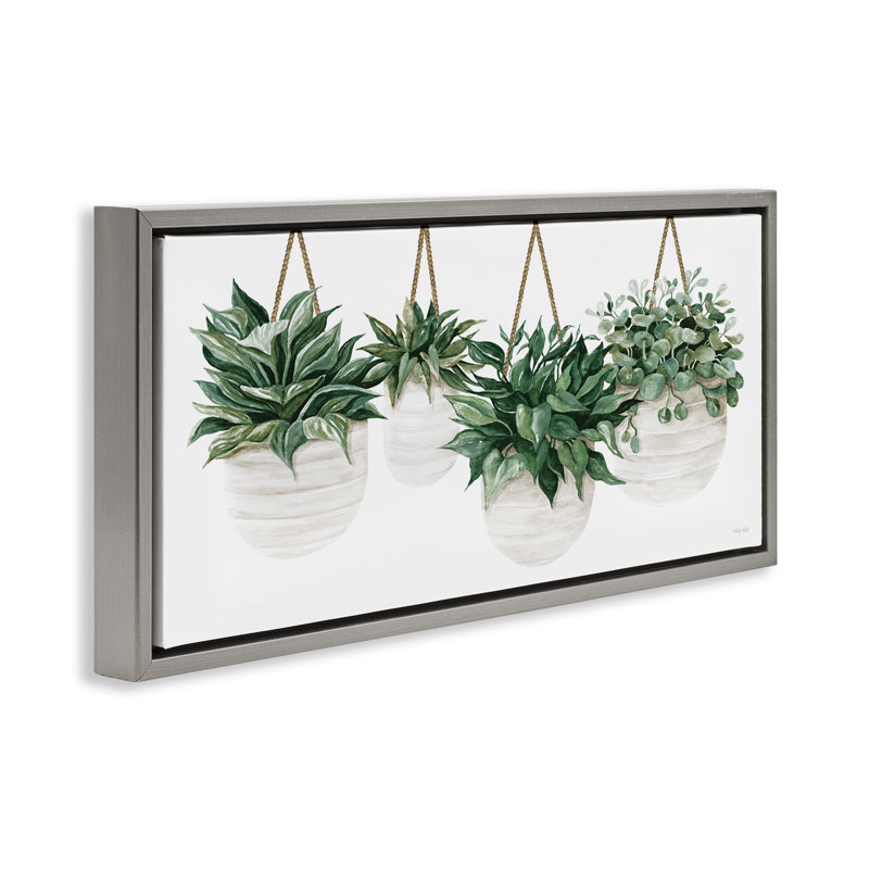 Jardinières suspendues, Cadre flottant gris lustré, H 14 po x l 31 po
