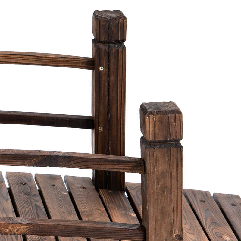 Pont de jardin en bois de sapin avec côté, 60 po x 26,5 po x 19 po, convient parfaitement aux cours, aux jardins et aux ruisseaux