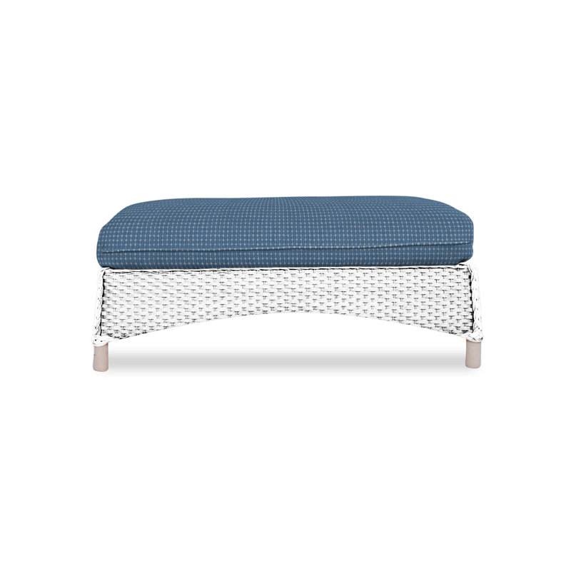 Mandalay Outdoor Ottoman, Bamboo Bay Sky, White