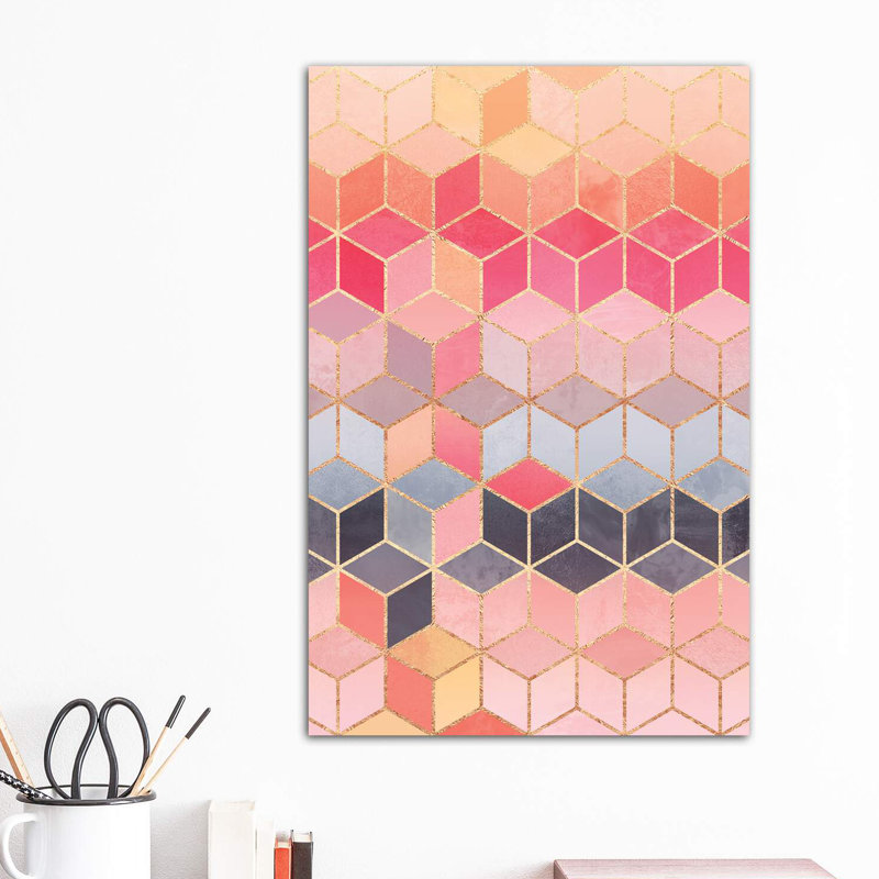 Happy Cubes by Elisabeth Fredriksson - Print on Canvas, 30.48 cm H x 45.72 cm W, No Frame