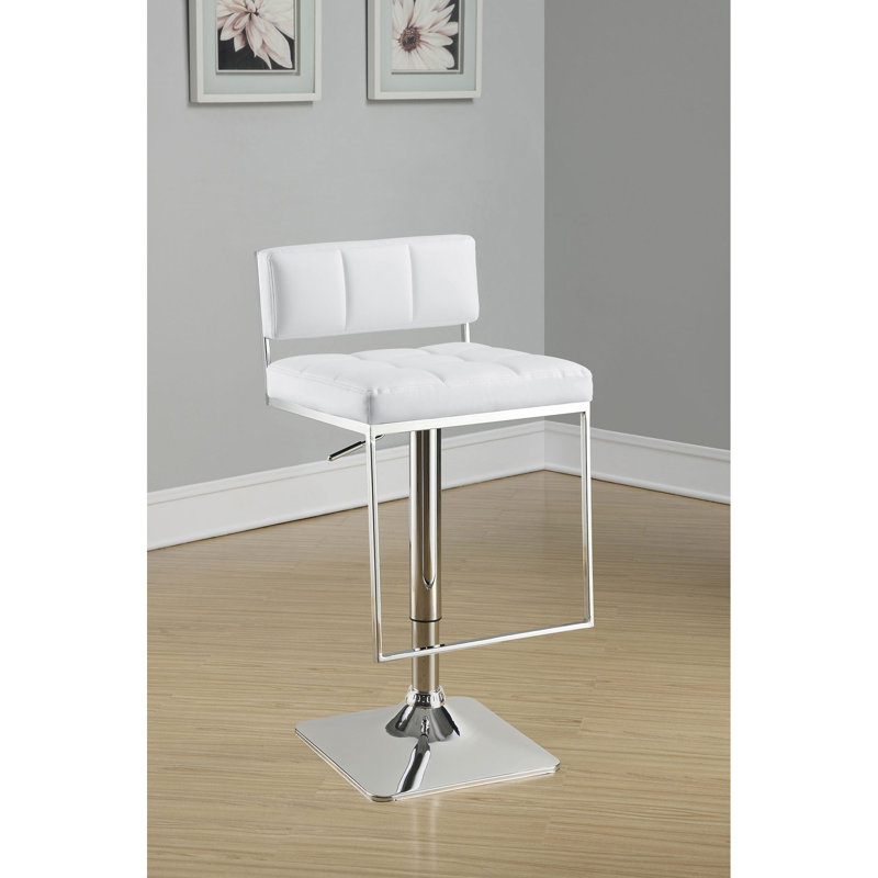 Alameda Chrome And White Adjustable Bar Stool