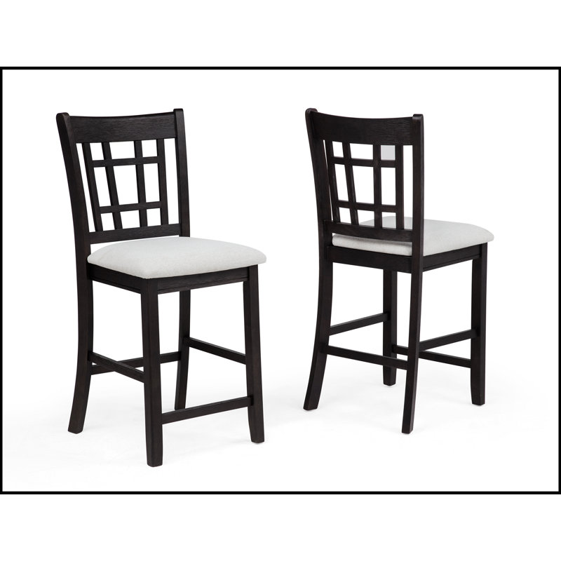 Chaises de pub rembourrées à hauteur de comptoir 2 pièces, bois massif, sièges confortables pour la salle à manger et la cuisine, noir anthracite