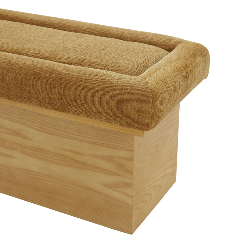 Banc en chenille et bois Trudy, Doré