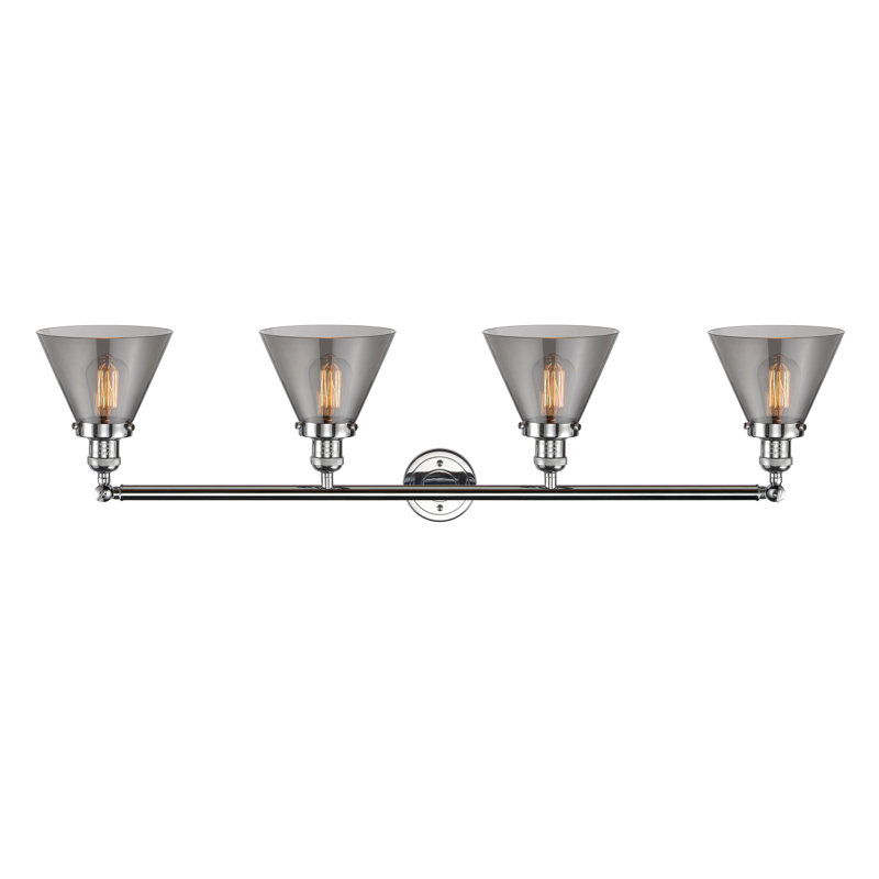 Éclairage pour meuble-lavabo de salle de bain 4 lumières Cone, DEL, Plaqué couleur fumée, Chrome poli