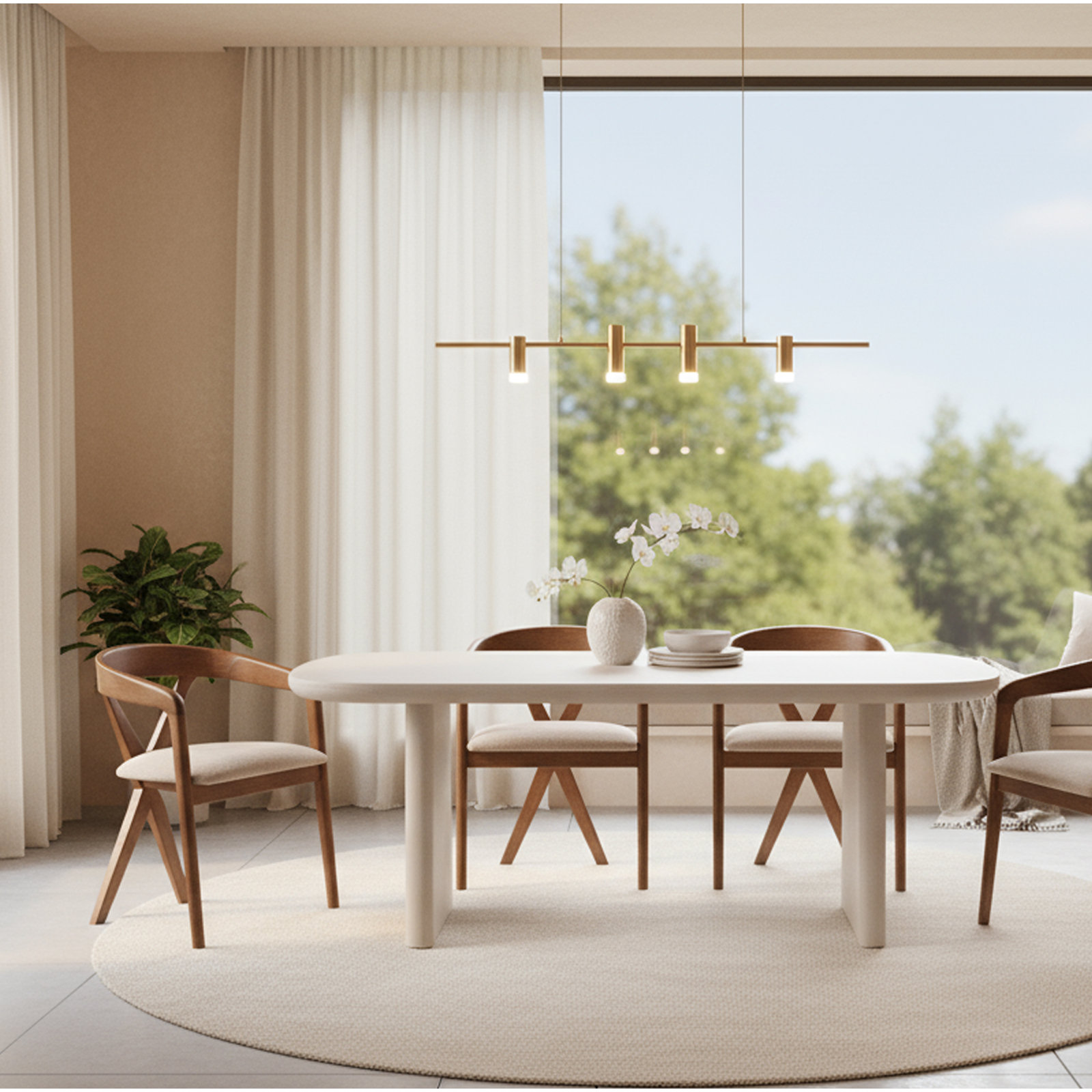 Greco Dining Armchair, Light Brown/Walnut