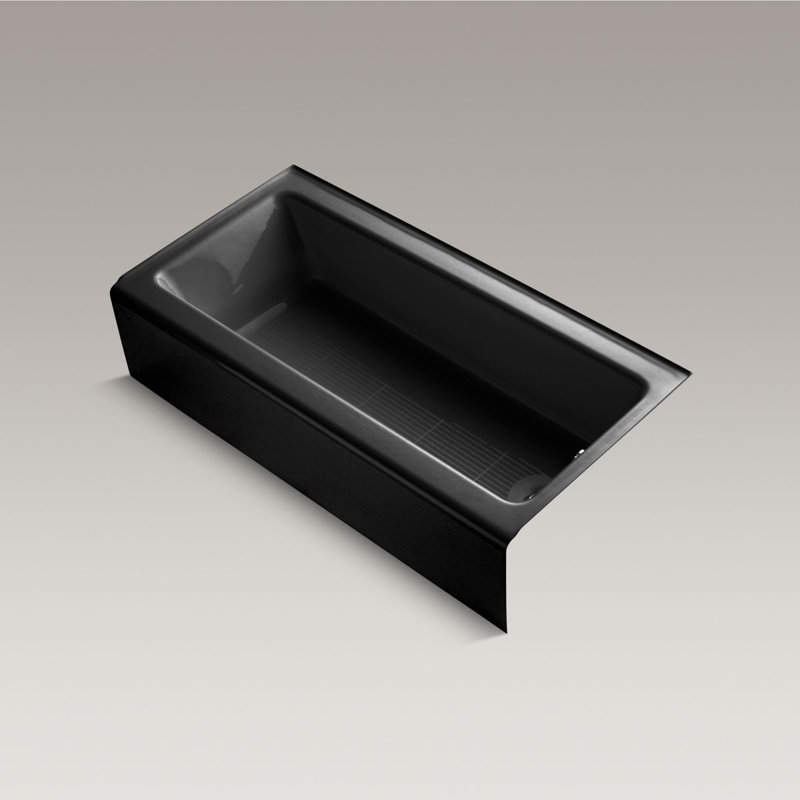 Bellwether 60" x 30.25" Alcove Soaking Cast Iron Bathtub, Black, Right