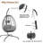 Kyus Hanging Egg Chair With Stand, PE Rattan Wicker Swing, Waterproof Cushions (Set of 2)-108259370