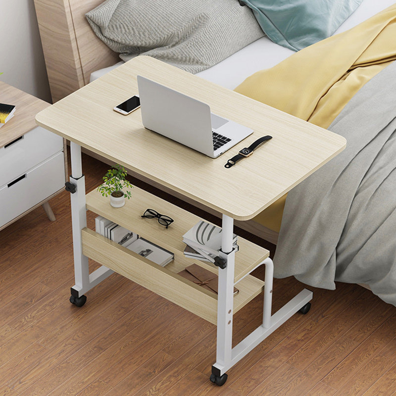 Bureau d'ordinateur à hauteur ajustable et robuste avec roulettes et bureau à mouvement facile
