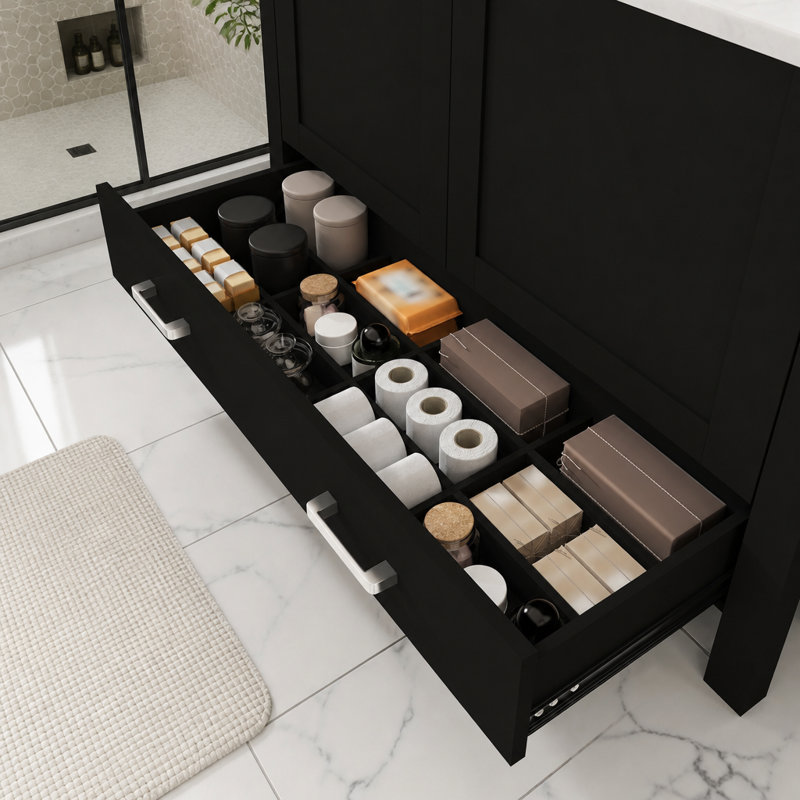 Freestanding Standard Single Vanity Bathroom Vanity With Stone Top