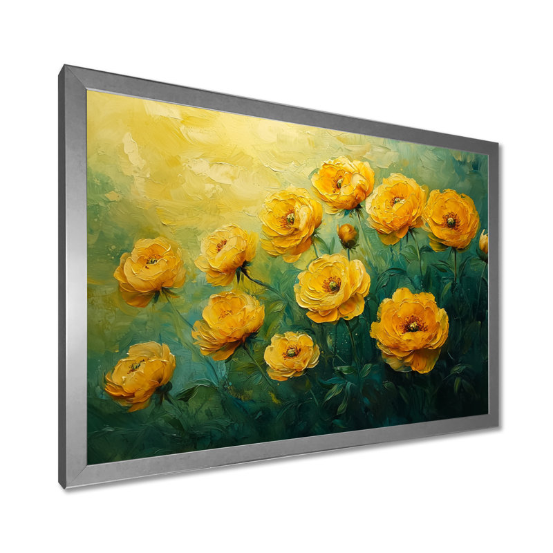 Imad Green Peony S, Reproduction encadrée d'une seule photo, Argent argent, H 24 po x l 32 po