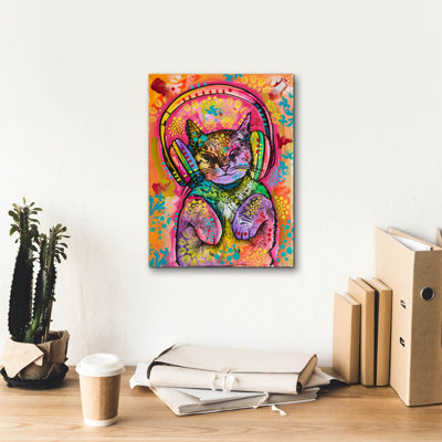 «Headphones Kitten» par Dean Russo, art mural sur toile