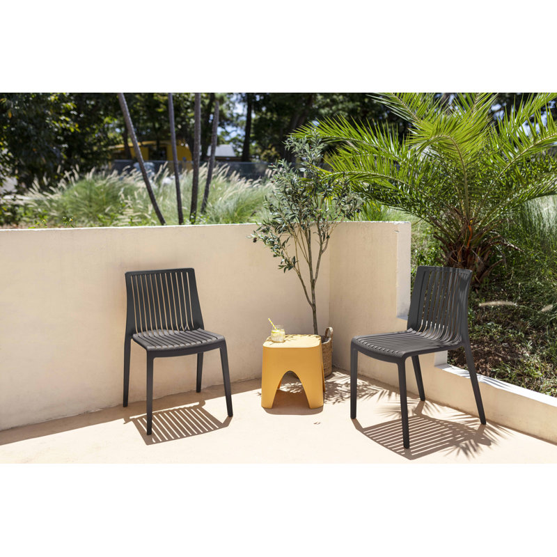 Mitchal Stacking Patio Dining Side Chair, Black