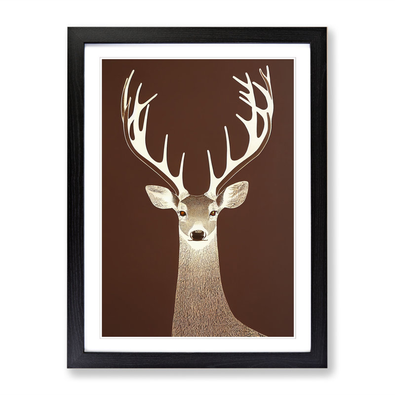 Turgeon Deer - Single Picture Frame Print, 46" H x 34" W, Brown