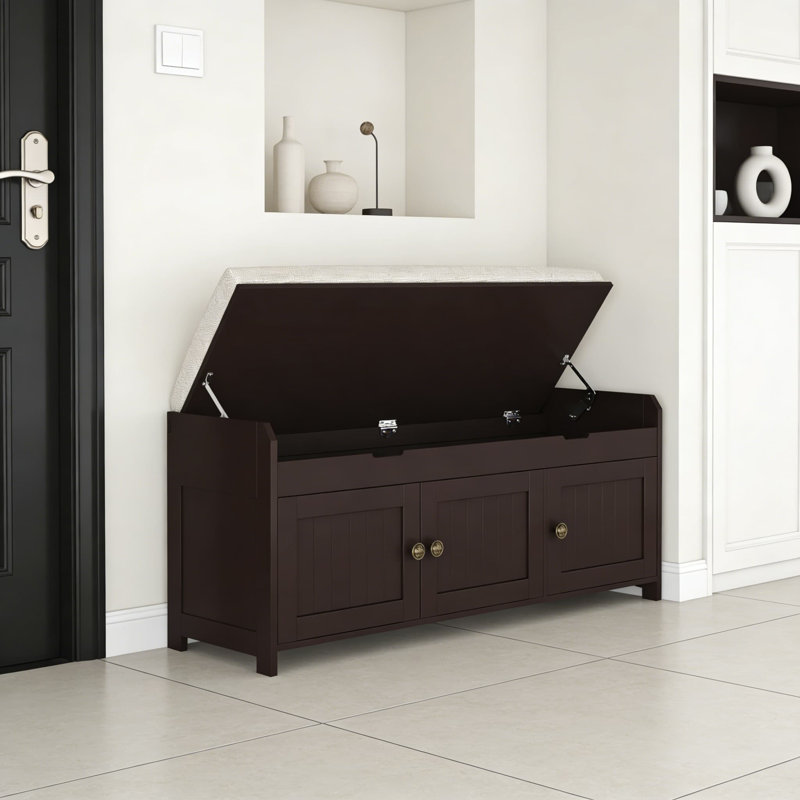 Banc de rangement à plateau relevable avec siège rembourré - Armoire à chaussures et banc d'entrée avec compartiments cachés pour l'organisation d'une chambre ou d'un couloir