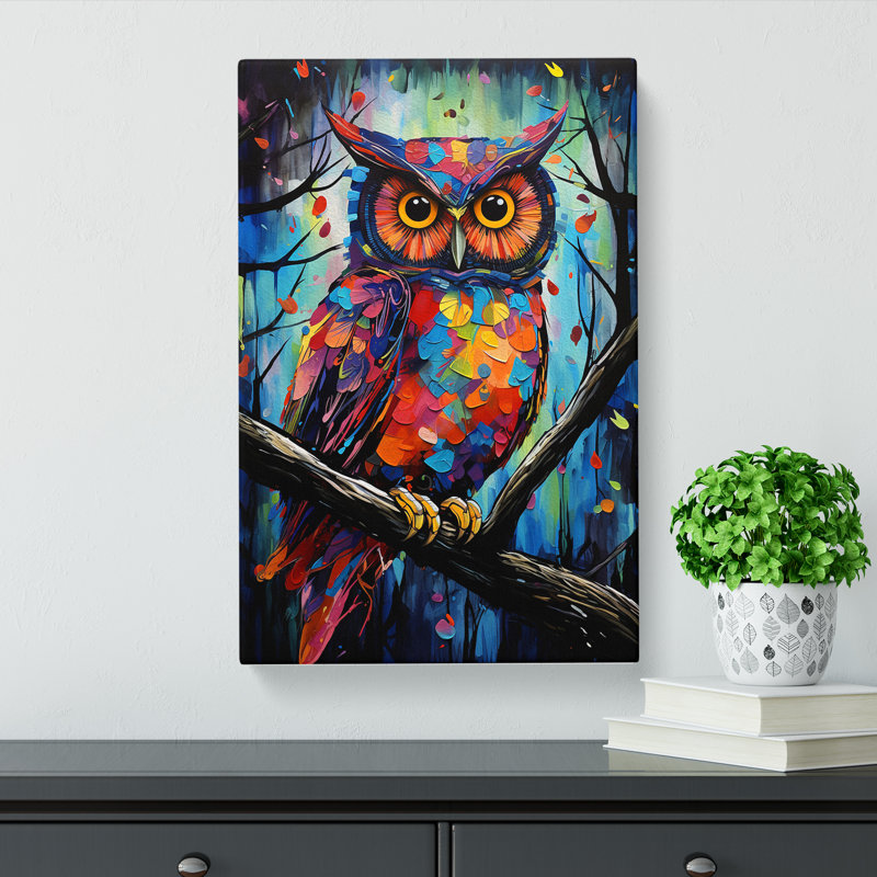 Owl Expressionism - Wrapped Canvas, 76cm H x 50cm W x 3cm D